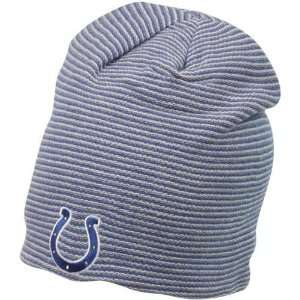   Indianapolis Colts Royal Blue White Striped Long Slouch Knit Beanie