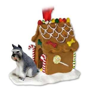    Schnauzer Gray Ginger Bread Dog House Ornament