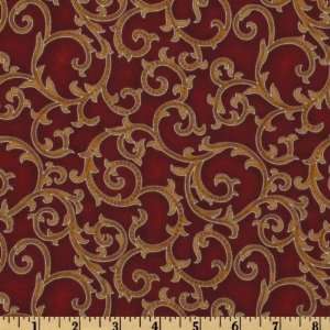  44 Wide Arabesque Mosaic Flourish Ruby Fabric By The 