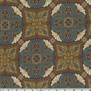  45 Wide Arabesque Artisans Tile Mahogany/Teal Fabric By 