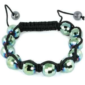  Green Crystal Unisex Bracelet with Adjustable Slip knot Jewelry