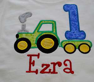   Applique Tractor Birthday Number Shirt 1 2 3 4 5 6 7 8 Custom Boutique