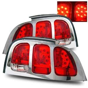  94 98 Ford Mustang Red/Clear LED Tail Lights Automotive