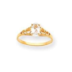  Synthetic White Spinel Ring in 14k Yellow Gold Jewelry