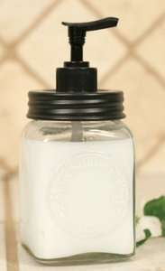 PRIMITIVE MINI DAZEY BUTTER CHURN SQUARE GLASS SOAP DISPENSER  