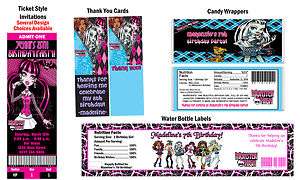 Monster High ~ Birthday Party Ticket Invitations, Supplies, and Favors 