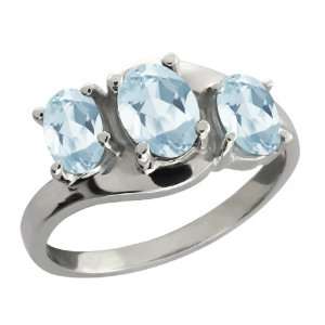 58 Ct Genuine Oval Sky Blue Aquamarine Gemstone Sterling Silver Ring