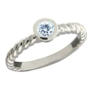    0.33 Ct Round Sky Blue Topaz Argentium Silver Ring Jewelry