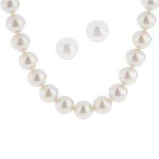 Majorica 12mm White Simulated Pearl Necklace & Earring Set with 
