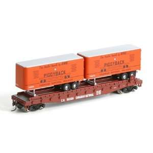 HO RTR 50 Flat with 2 25 Trailers, CN #1 Toys & Games