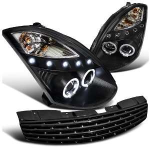   07 INFINITI G35 2 DR COUPE LED HALO BLACK PROJECTOR HEADLIGHTS + GRILL