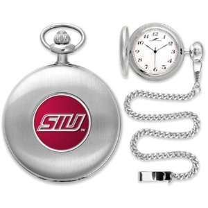  Southern Illinois Salukis SIU NCAA Silver Pocket Watch 