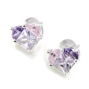  Earrings silver Coeur Merveilles pink purple. Jewelry