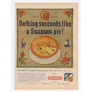  1958 Swanson Turkey Pot Pie Needlepoint Print Ad (13186 