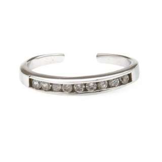 925 Sterling Silver Channel Set White CZ Toe Ring  