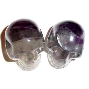 Pair (2) of Fluorite Skulls   Sacred Akashic Ancient Past Life Love 