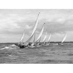 Sailboats Race Each Other off the Coast of England Near Cowes Premium 