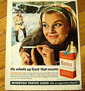 1962 Winston Cigarette Ad Couple Shoveling Snow  