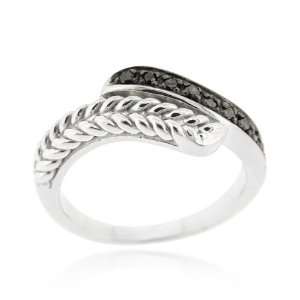    Sterling Silver .10 Ct. TDW Black Diamond Wave Ring Jewelry
