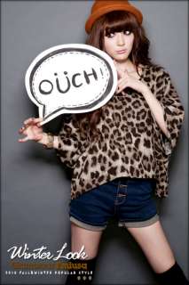 N12 Women Fashion Leopard Cloak Blouse Knit Top Shirt M  
