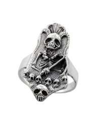 Sterling Silver Devil Skull Biker Ring (Available in Sizes 6 to 15), 1 