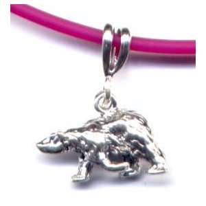  15 Fuschia Polar Bear Necklace Sterling Silver Jewelry 