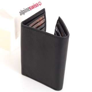 Mens Trifold Wallet Leather Alpine Swiss Card Case ID Gift Bag Classic 