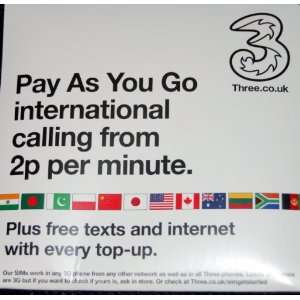   Kingdom PAYG INTERNATIONAL SIim Card 3 THREE Network Electronics