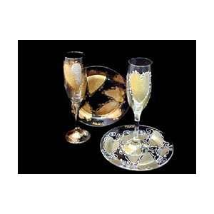   Grooms Remembrance   Toasting Flutes/Cake Plates