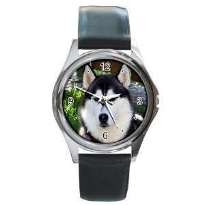 Siberian Husky 37 Round Leather Watch CC0628