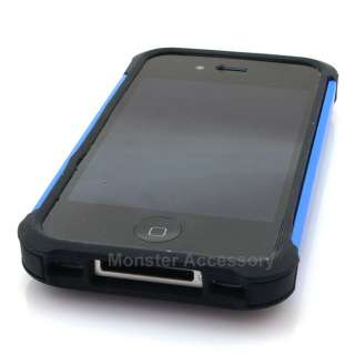Aqua Blue X Shield Dual Layer Hard Case Gel Cover For Apple iPhone 4 