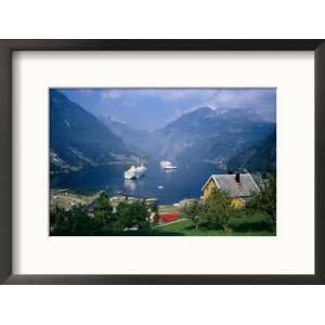  Cruise Ship at Geirangerfjord, Geiranger, Norway Framed 