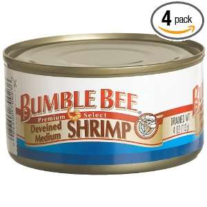 Bumble Bee Medium Deveined Shrimp, 4 Ounce Container (Pack of 4 