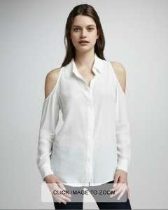 2012 $208 Equipment Nixie Open Cold Shoulder Blouse Washed Silk 