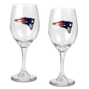 New England Patriots NFL 2pc Wine Glass Set   Primary Logo  