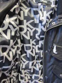 DKNY Black Washed Leather Bomber Jacket NWT $450  