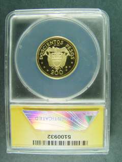 Colombia 200 Pesos 1968 ANACS PR68 Pope Paul VI GOLD  