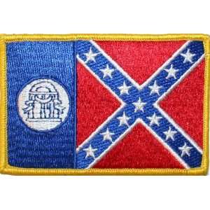  D498 State of Georgia Confederate Flag Embroidered Patch 