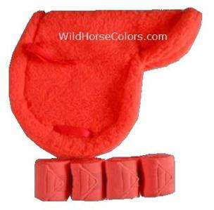   saddle pad with matching polo wraps made in usa color orange saddle
