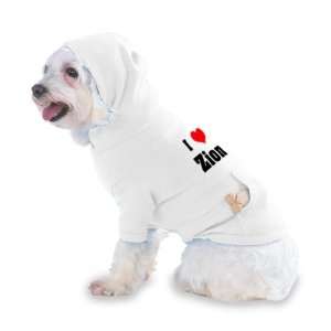  I Love/Heart Zion Hooded T Shirt for Dog or Cat LARGE 