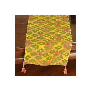    NOVICA Batik hemp table runner, Hmong Fields