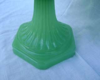   Jade Green Corinthian Moonstone Oil Lamp, Model B Burner, Melon Shade