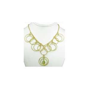  Gold Vermeil Ring Necklace With Faceted Green Citrine 