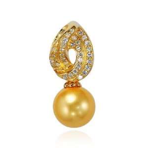  Fresh Water Pearl with Lab Created Diamond 18k Gold Plated Vermeil 