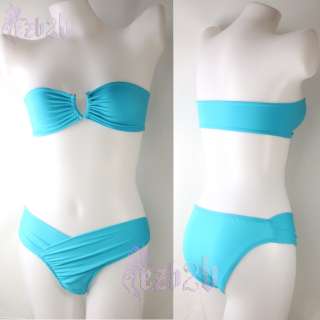 Sexy Women Swimsuit Swimwear Blue Strapless Bikini 5183 Blue  