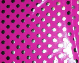 PLEATHER STRETCH DOTS HOT PINK/SILVER BY THE YARD  