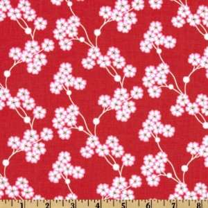  44 Wide Tossed Floral Vines Red Fabric By The Yard Arts 