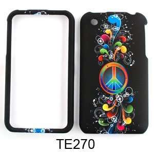   IPHONE 3G 3GS RAINBOW PEACE MUSIC NOTES ON BLACK Cell Phones