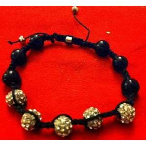   Shamballa Austrian White Crystal Beads Ball with Hematite Bracelet