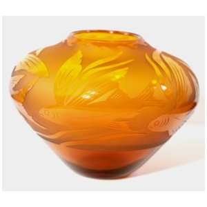  Correia Designer Art Glass, Vase Amber Flying Fish